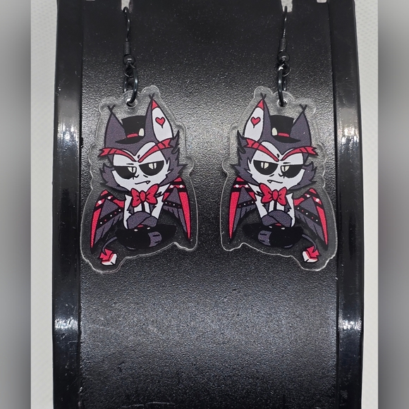 HUSK - Hazbin Hotel Inspired Dangle Earrings! Handmade! Hypo-Allergenic - Picture 1 of 3